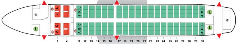 Схема салона Airbus A319 Air China
